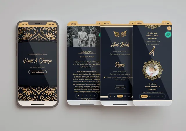 Desain undangan Gold Batik